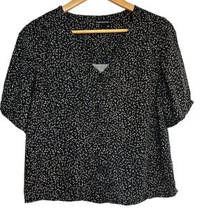 Frank & Oak floral button down short sleeve cropped top Sz S excellent condition